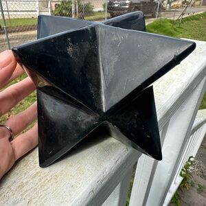 Gorgeous HUGE Black Onyx Merkaba Star Sculpture Sacred Geometry Crystal
